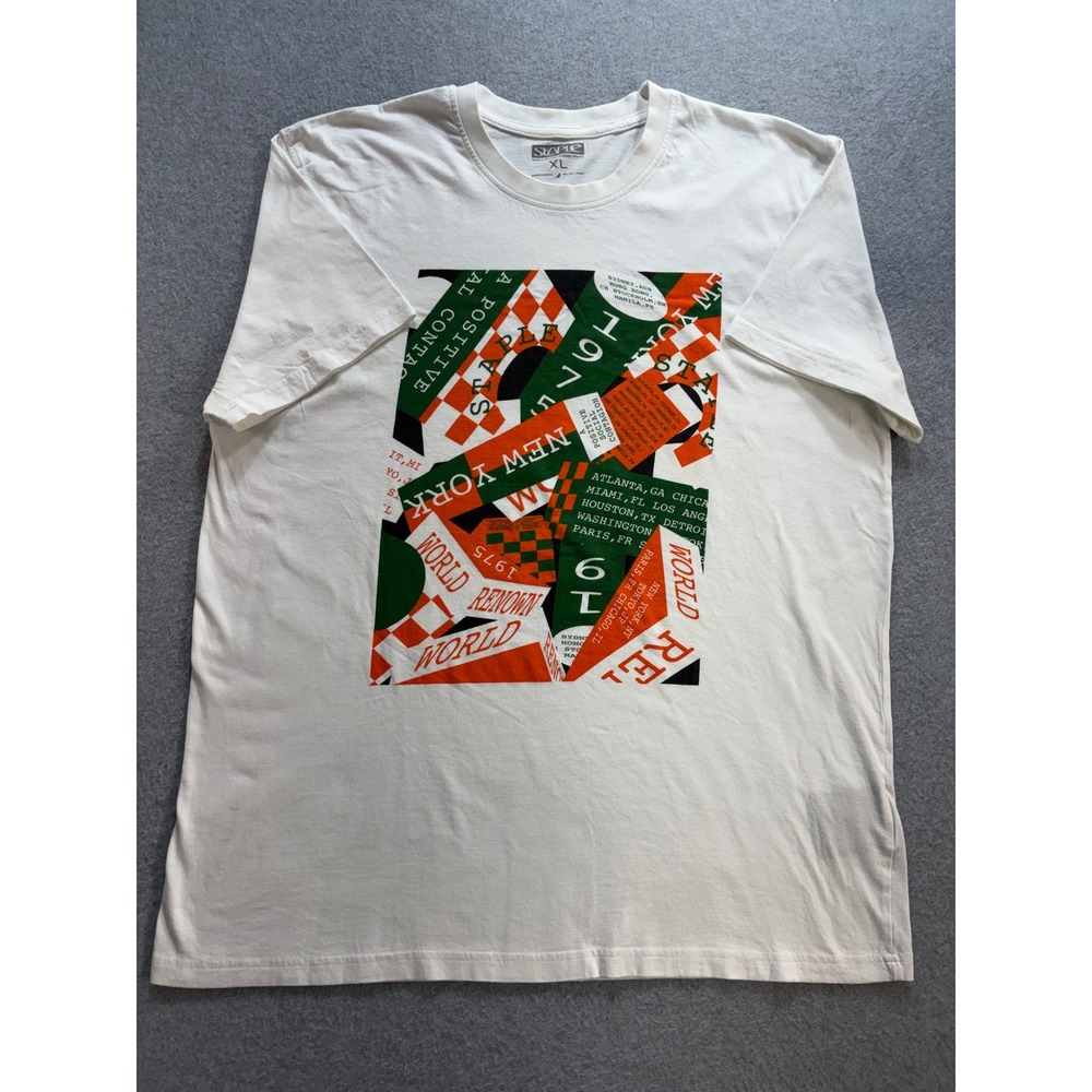 Staple World Renown Pigeon Brand Mens XL White Graphic T-Shirt Cotton Streetwear
